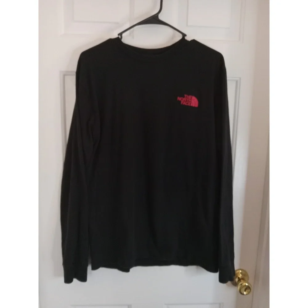The North Face Long‎ Sleeve Crewneck Never Red Logo Exploring Black Mens Small